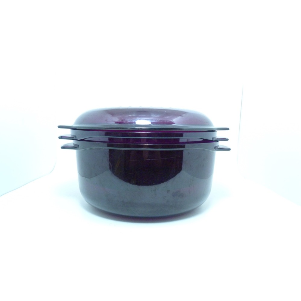 Tupperware TupperWave Stack Cooker Purple Amethyst Microwave Steamer Set 3 Piece